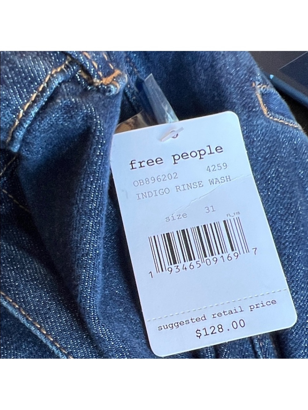 Free People Navy Wide Leg Jeans